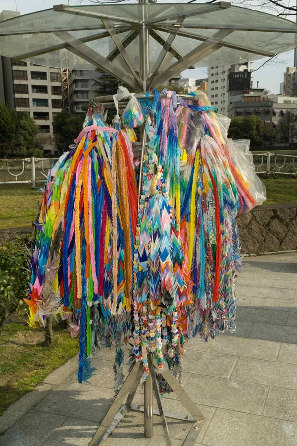 Colourful paper cranes